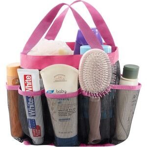 Mesh Shower Caddy Freestanding Portable Shower Tote Bag Black/Pink